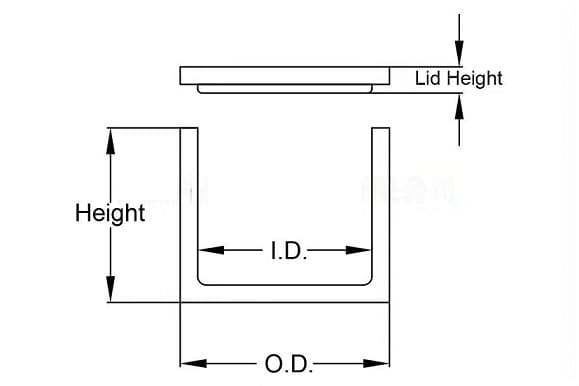 Tantalum Crucible dimension diagram