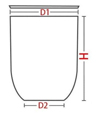 Diagrama de dimensiones del crisol de iridio